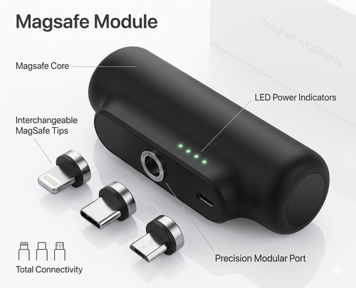 Mini Power Bank Magnético 3 en 1