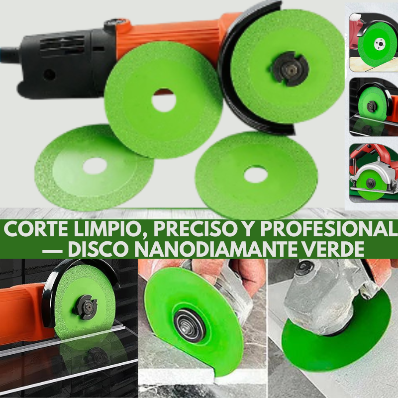 ¡Cortes perfectos al primer intento  — Disco NanoDiamante Verde!